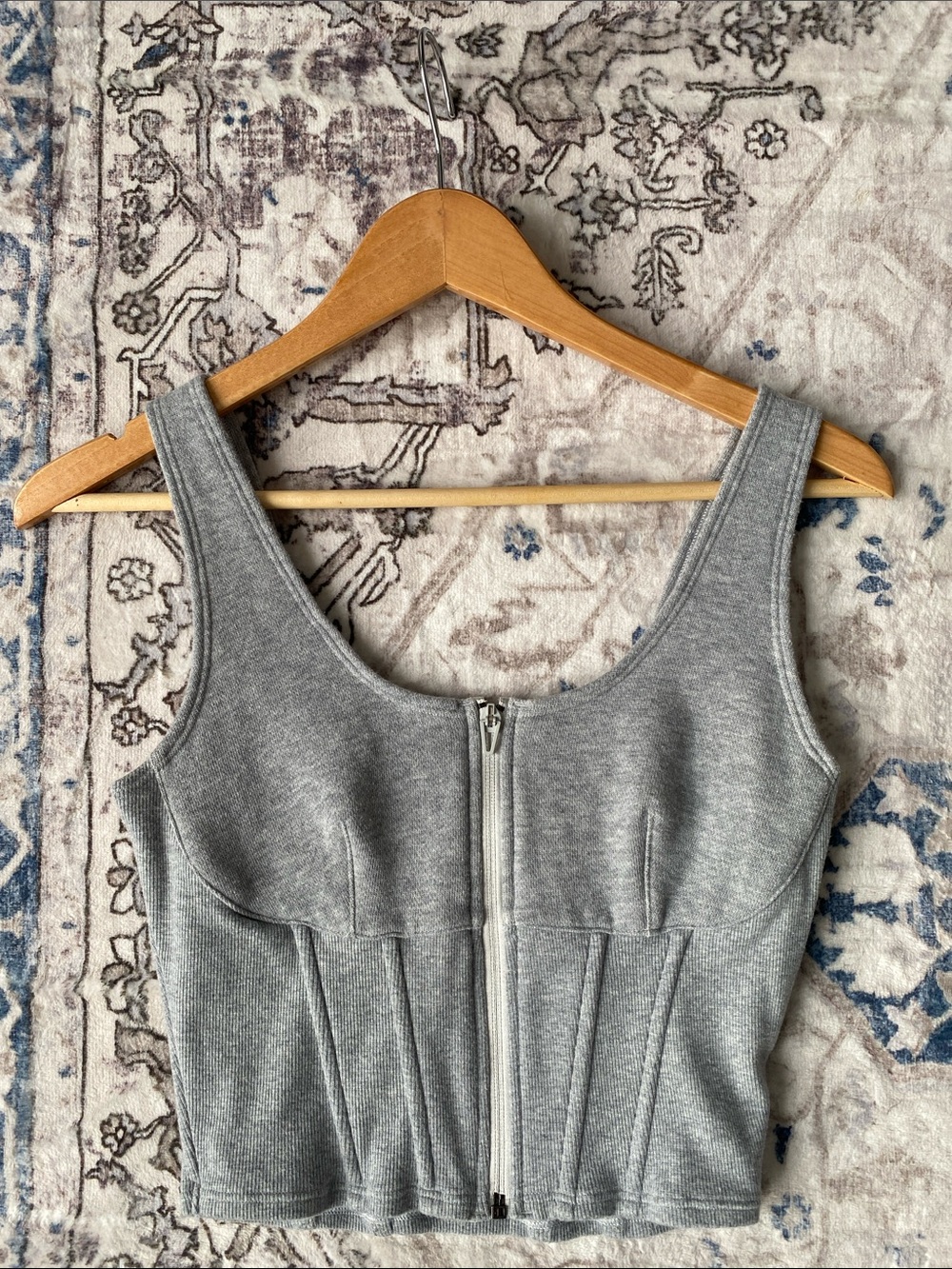 Victoria’s Secret Ribbed Zip-Front Cropped Tank Top